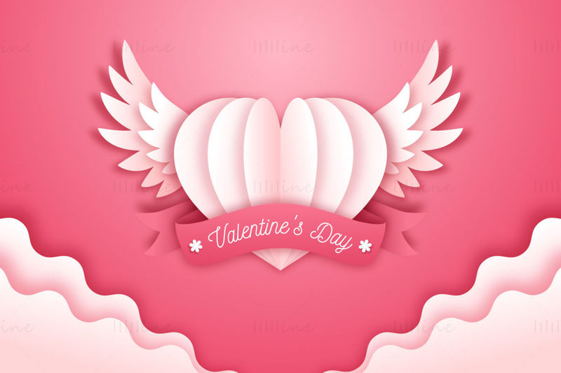 Valentine's Day vector heart shape wing element