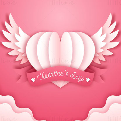 Element de aripă în formă de inimă vectorială de Ziua Îndrăgostiților