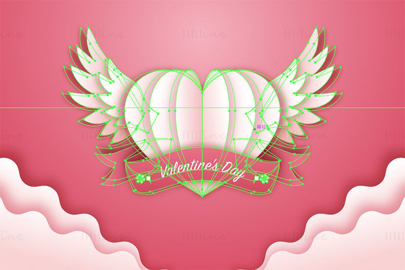 Valentijnsdag vector hartvorm vleugelelement