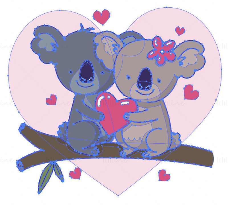 Vettore di San Valentino delle coppie di koala