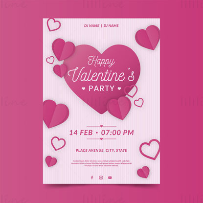Valentine's Day vector poster pink