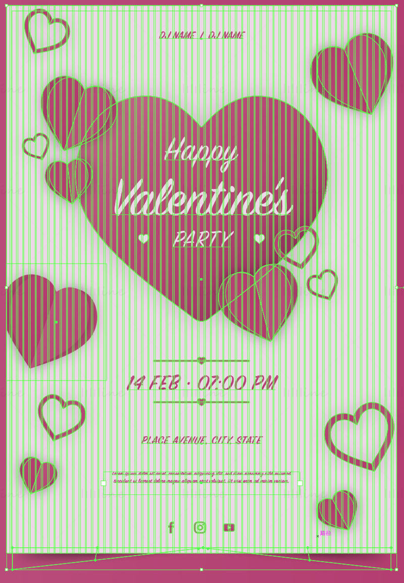 Valentine's Day vector poster pink