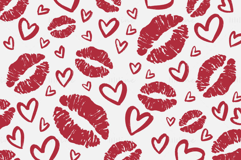 Vector lip and heart shape background