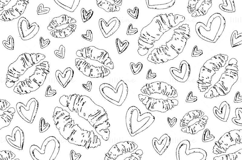 Vector lip and heart shape background