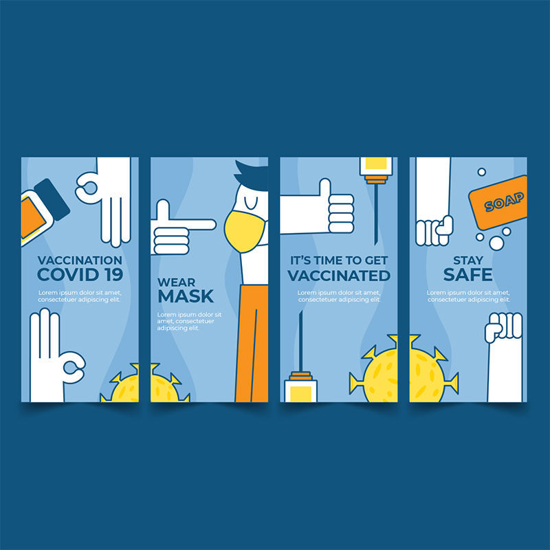 Coronavirus COVID-19 vaccine protection posters vector