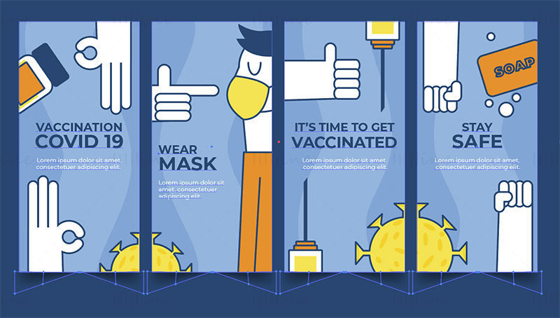 Coronavirus COVID-19 vaccine protection posters vector