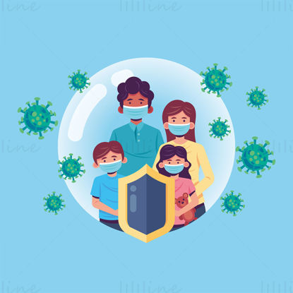 Preprečevanje virusov za vektorsko ilustracijo celotne družine