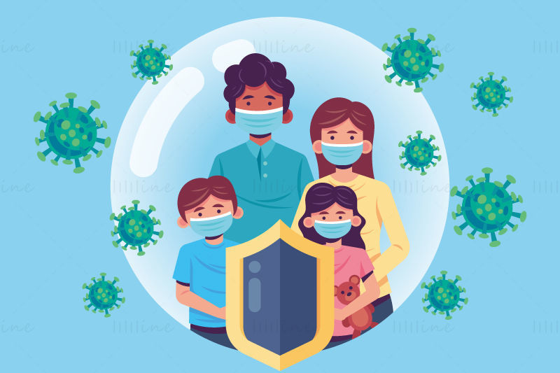 تصویر برداری از پیشگیری از ویروس برای کل خانواده