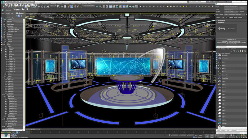 Virtual TV Studio News 3d models collection
