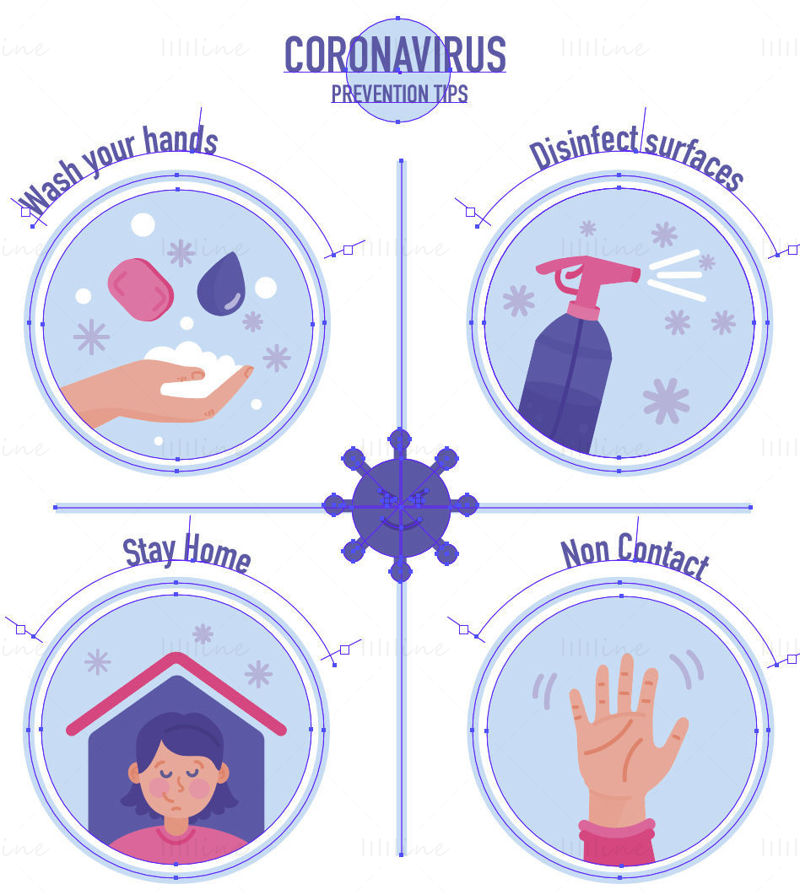Coronavirus prevention tips, vector poster