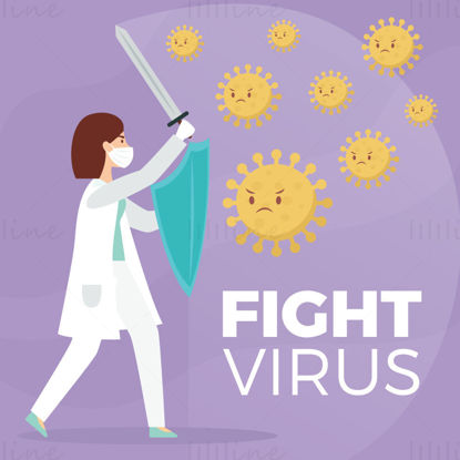 Vektorska ilustracija Boj proti virusu