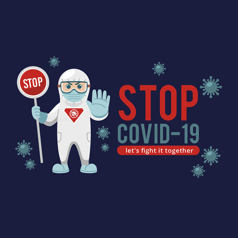 پوستر بردار پیشگیری از بیماری همه گیر، کووید-19 را متوقف کنید