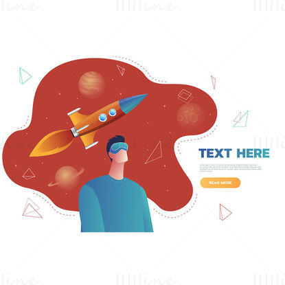 Space travel technology vector poster banner