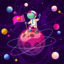 Astronaut landing on planet vector illustration