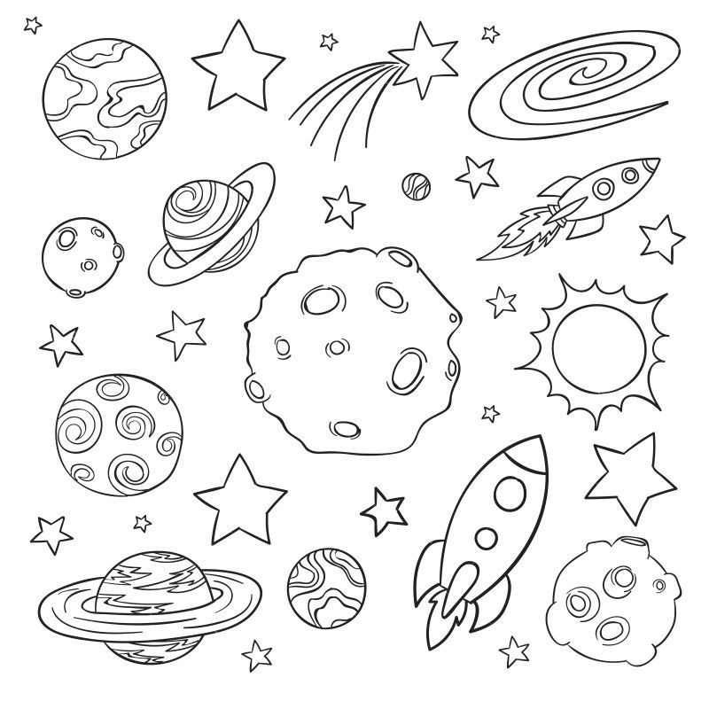 Cartoon space element outline vector