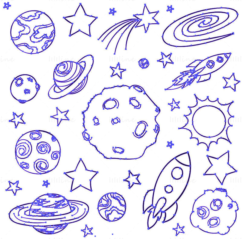 Cartoon space element outline vector