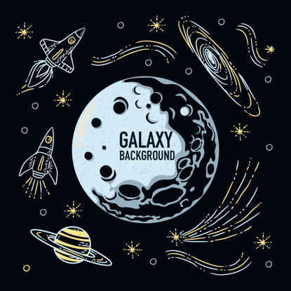 Vector galaxy line art illustration