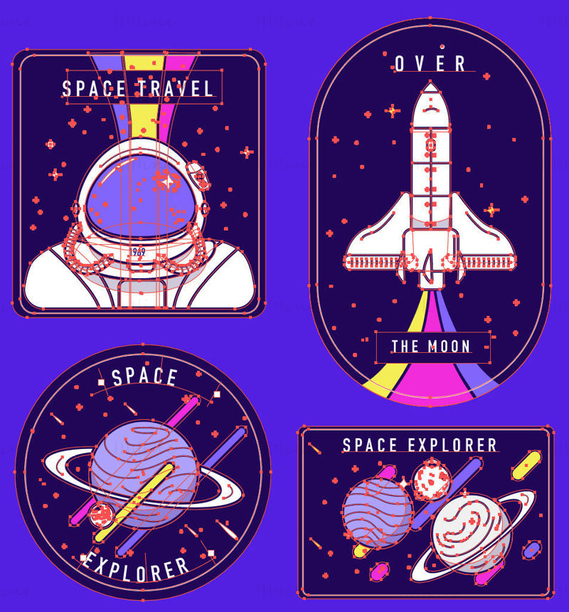 Vector universe badge icons element