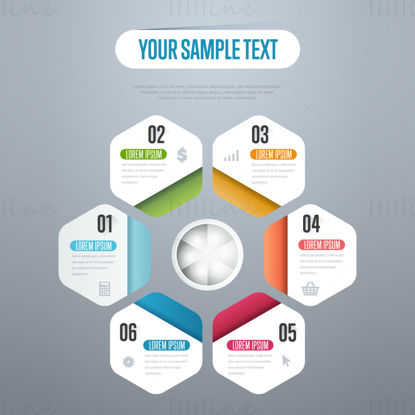 Infographics rounded hexagon elements