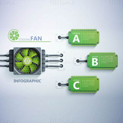 Green computer parts options infographic ppt vector