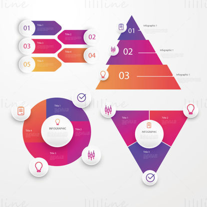 Title, Pie Chart, Triangle Chart, Pyramid Chart, vector infographic