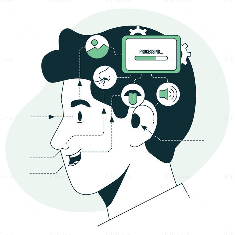 Brain processing information vector illustration