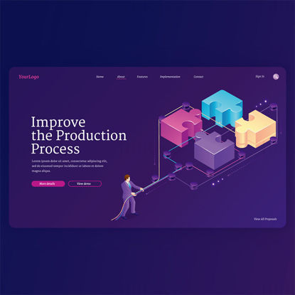 Îmbunătățiți procesul de producție, design vector site web