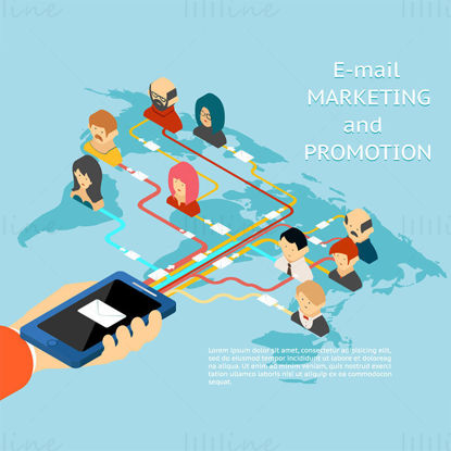 Ilustración de vector de marketing y promoción de correo electrónico