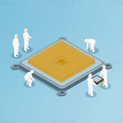 Ilustración de vector de circuito integrado de chip de CPU de alta tecnología