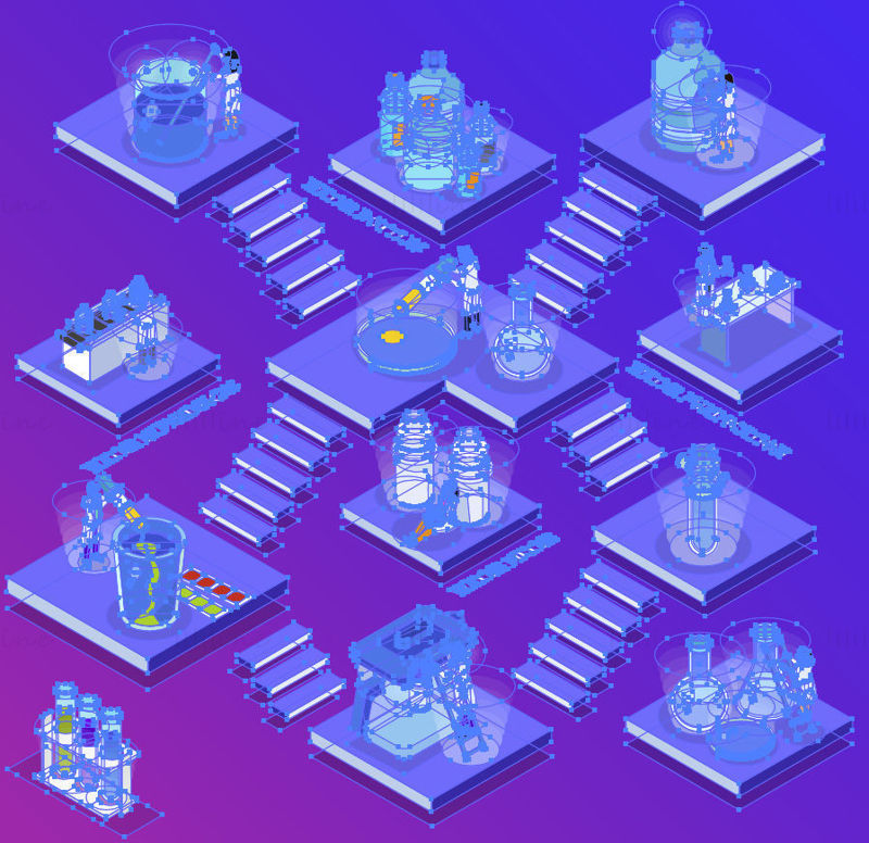 Water chemistry experiment isometric vector