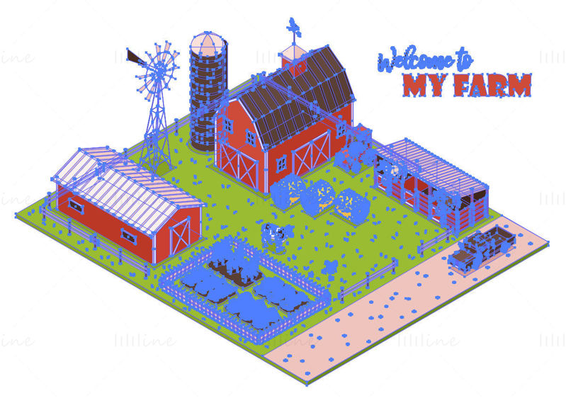 Vector farm isometric illustration