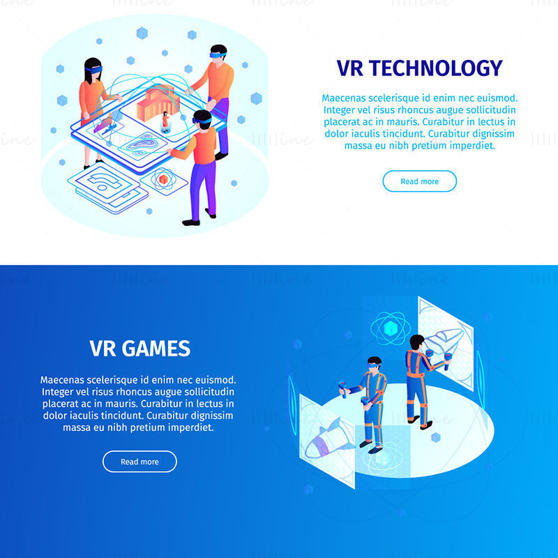 VR technology VR games vector illustration banner