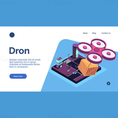 Drone delivery express isometric vector illustration landing page