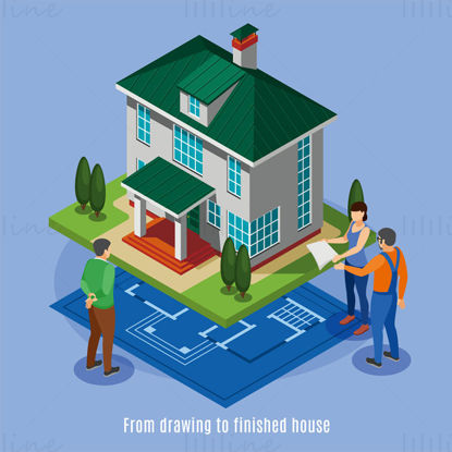 House design and building vector