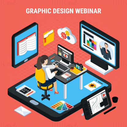 Graphic design webinar vector illustration