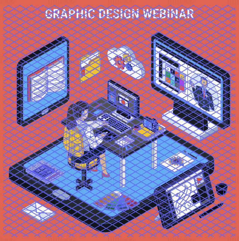 Graphic design webinar vector illustration