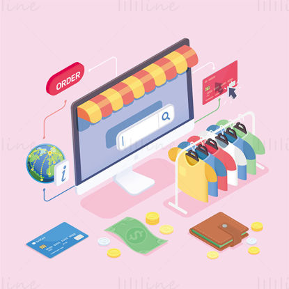 Clothing online shopping e-commerce vector illustration