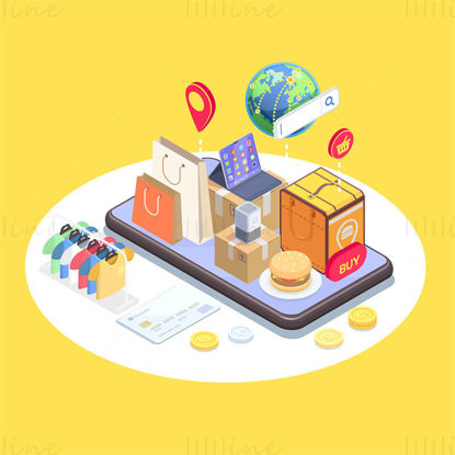 Global e-commerce vector illustration