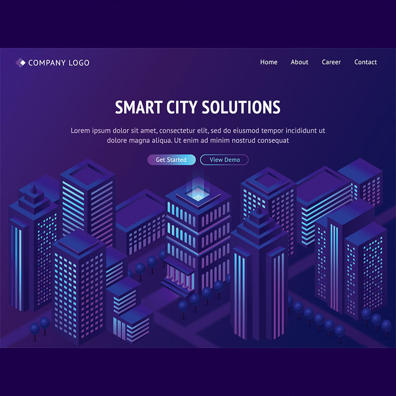 Smart city solutions vector landing page