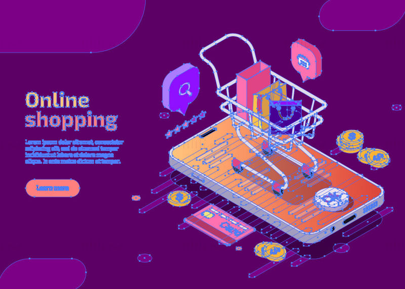 Online shopping vector banner illustration