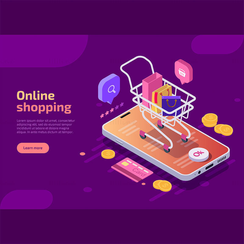 Online shopping vector banner illustration