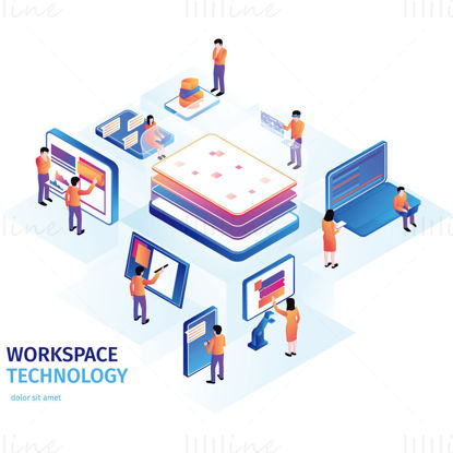 Workspace technology vector illustration
