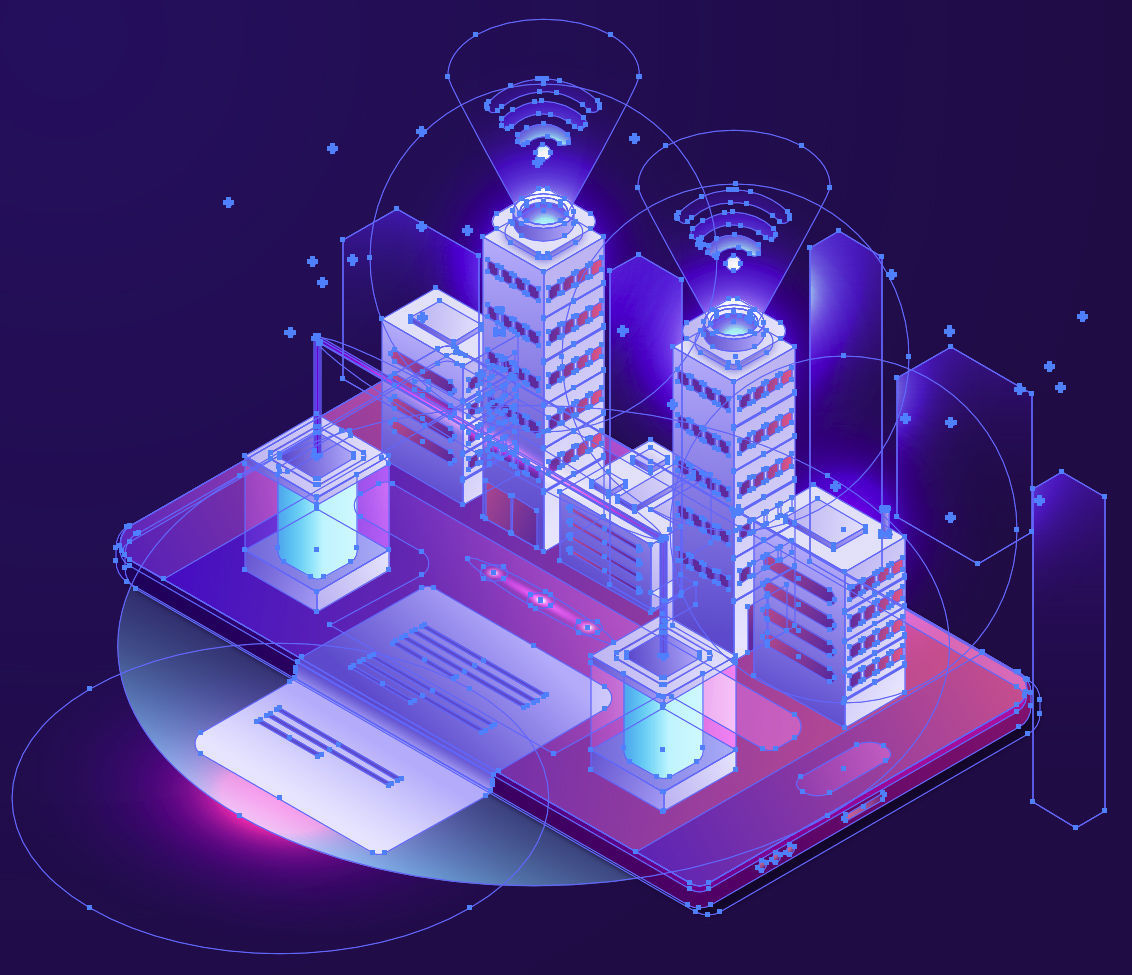 Smart building isometric vector