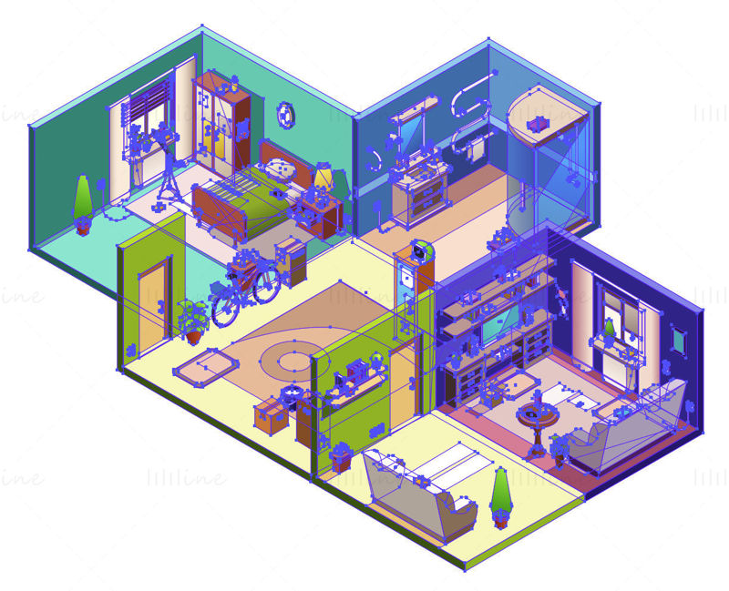 House room isometric view vector