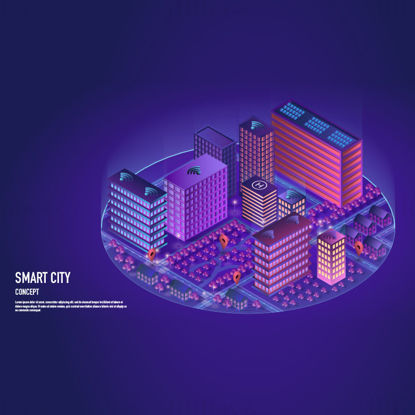 Smart city night vector