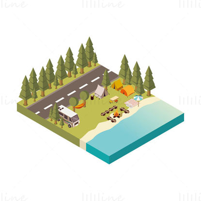 Camping isometric vector