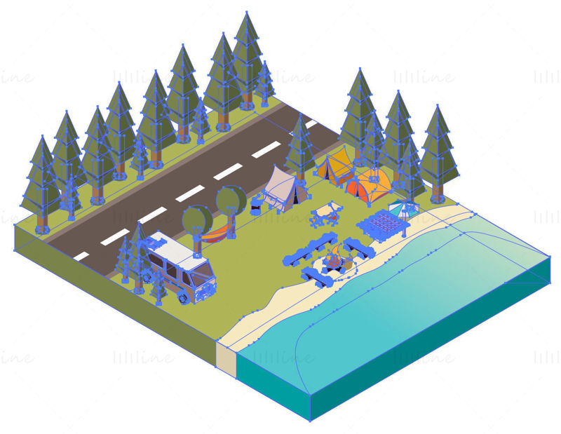 Camping isometric vector