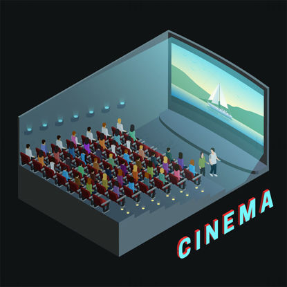 Cinema isometric vector illustration