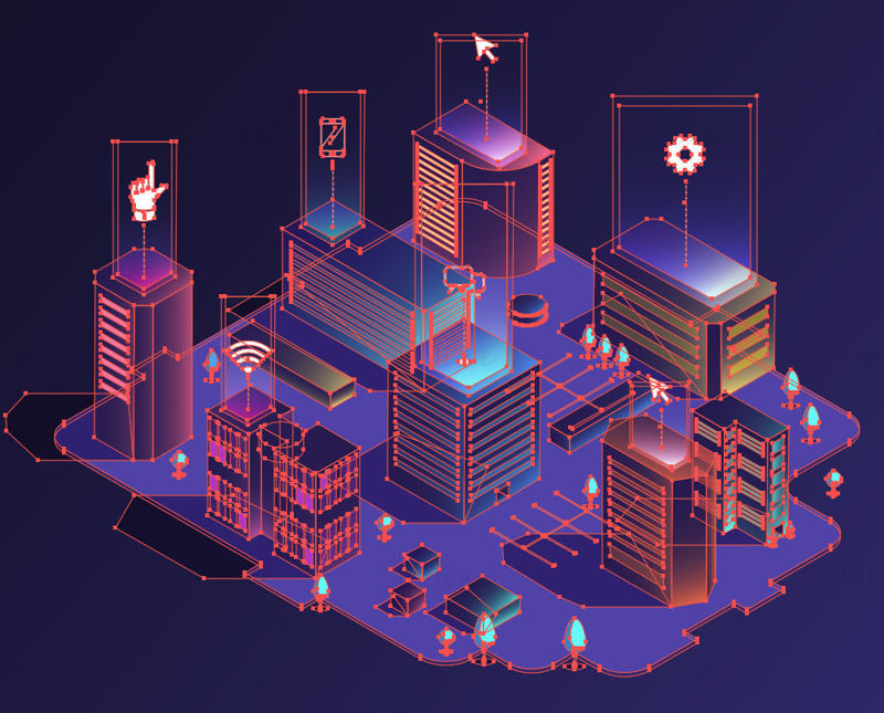 Smart city buildings vector