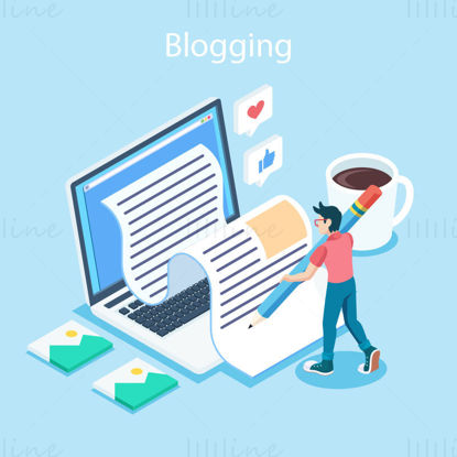 Blogging, vector illustration